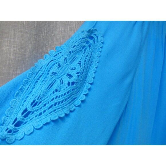 $49.50 JM Collection Petite Lace Embellished Tie-front Top, Large, Reef Aqua - Picture 10 of 12